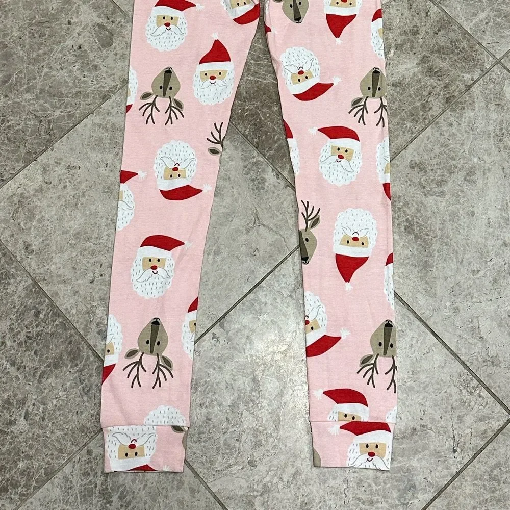 Carter’s Holiday Pajama Set NEW Pink Santa Reindeer 2pc Set Cotton Size 10